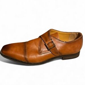 J75 jump abel medium tan brown monk strap Leather cap toe men dress shoes box 14